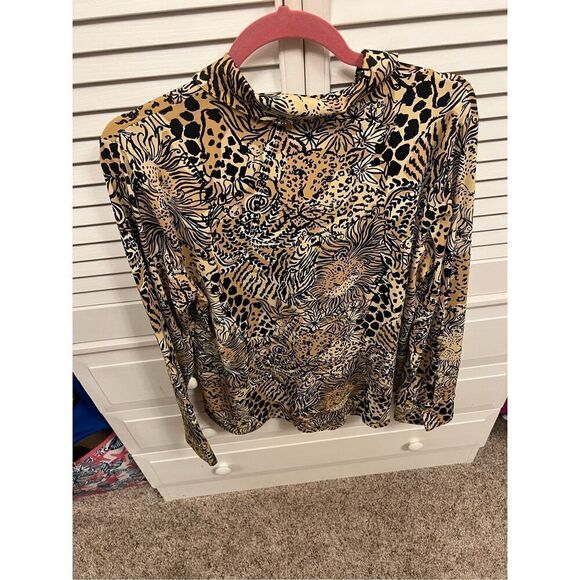 New Lilly Pulitzer Marlena Upf 50+ Button Down Rattan Walk On The Wild Side XL - Picture 3 of 9